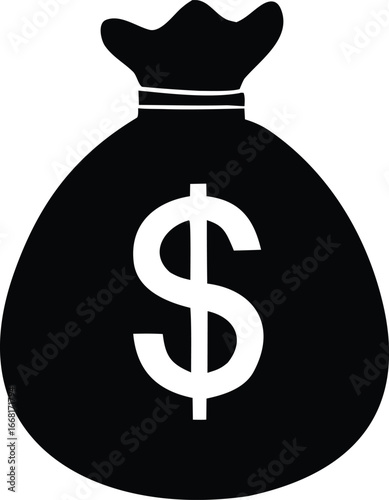 Icon of a money bag with a dollar sign symbolizing wealth finance and financial success opportunities for business and investment