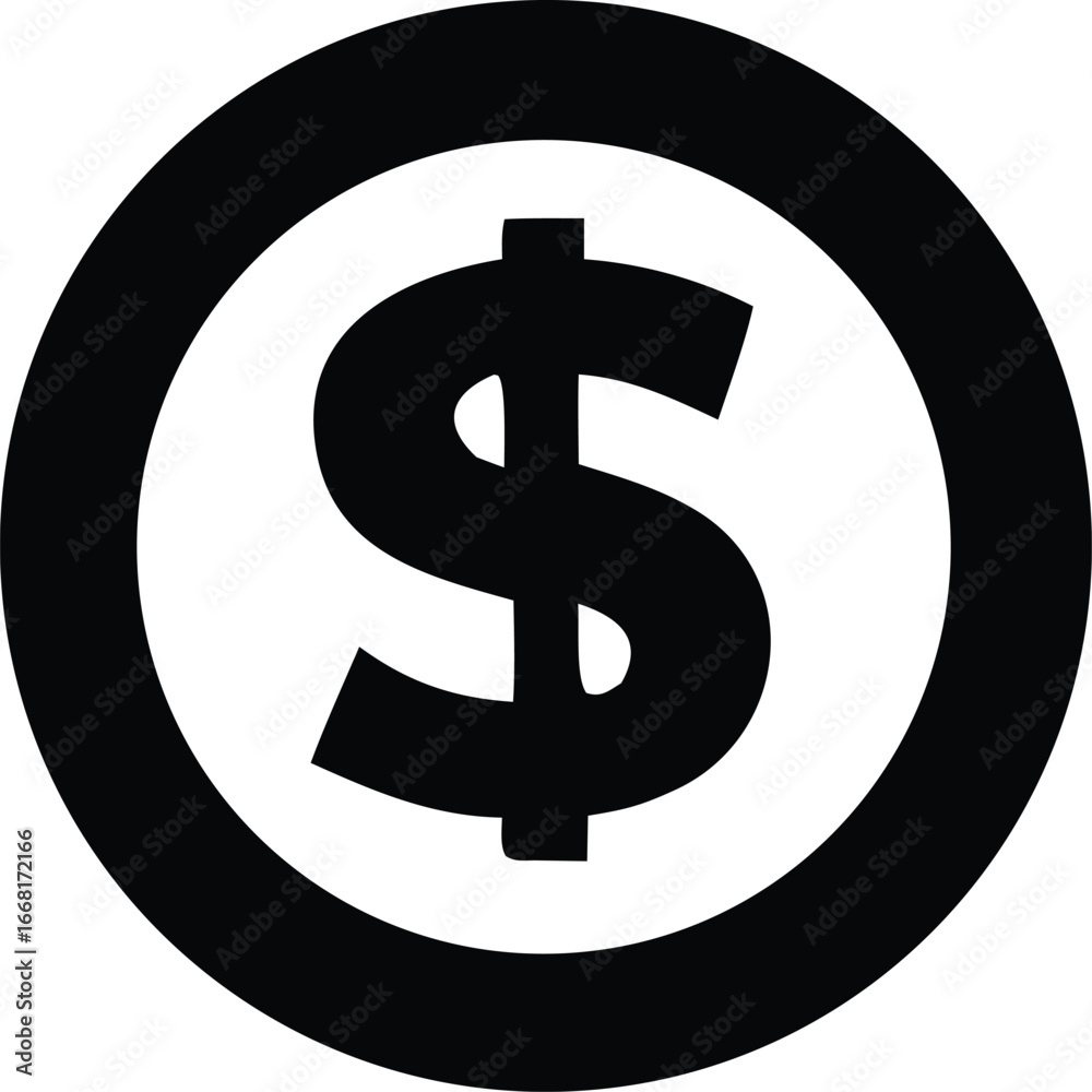 Obraz premium Icon of a dollar sign inside a circle representing currency finance and payment services business symbol and financial transaction concept