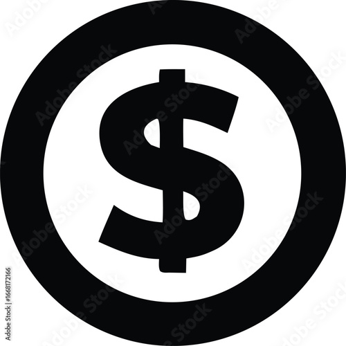 Icon of a dollar sign inside a circle representing currency finance and payment services business symbol and financial transaction concept