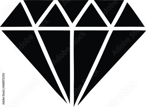 Geometric black diamond icon symbolizing luxury brilliance precious gemstone and rich value