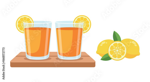 Refreshing citrus drinks served with fresh lemons, perfect for a sunny day refreshment.