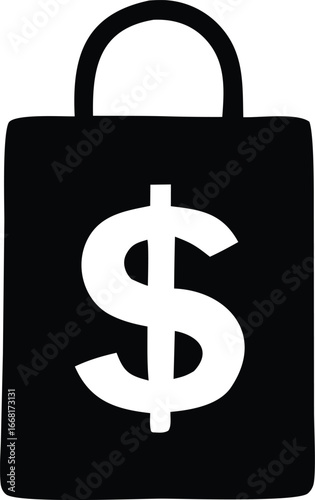 Shopping bag with dollar sign icon symbolizing commerce finance and purchasing power