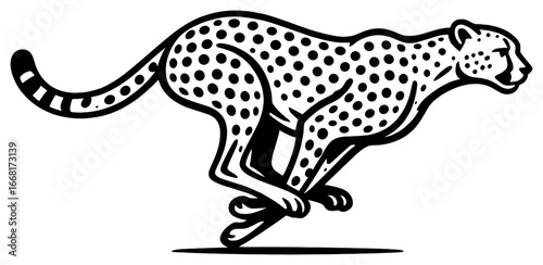 Sprinting cheetah vector: high-speed wildlife art, fastest animal illustration