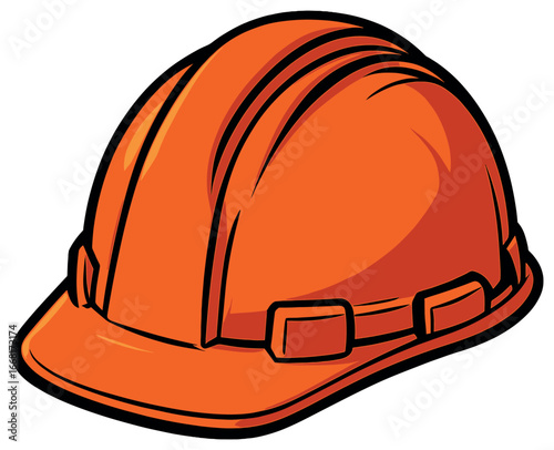 Vibrant orange hard hat vector for construction safety and industrial protection