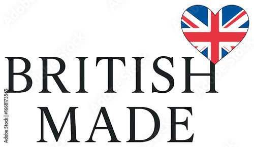 British made vector, union jack heart, uk pride, patriotic design, british design concept