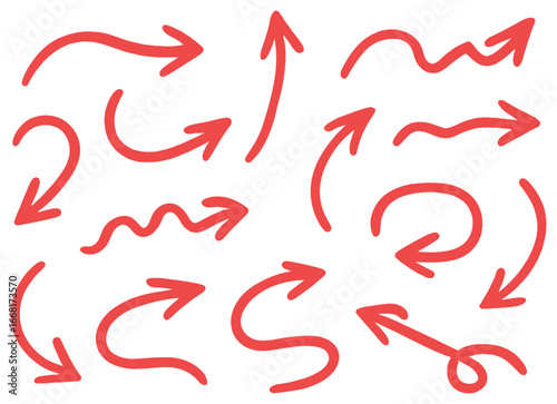 Dynamic red arrows vector - abstract motion, directional symbols for graphic design