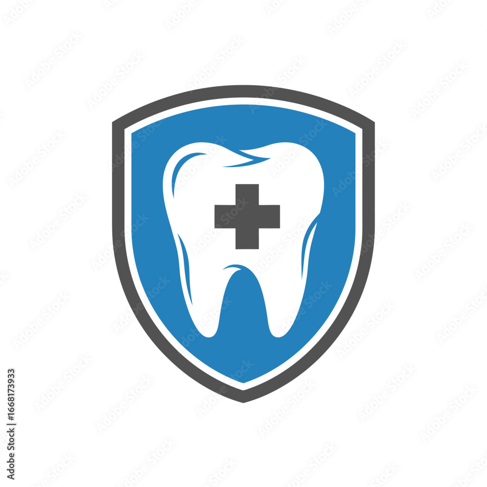 Fototapeta premium Dental Care and Protection Logo Design Illustration with a Tooth Inside a Protective Shield
