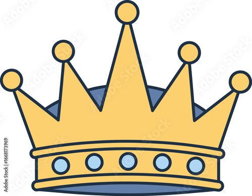 A classic golden royal crown with blue accents, symbolizing power and royalty.