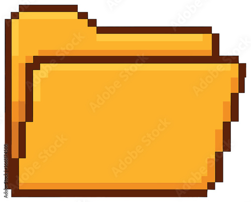 Pixel art yellow folder icon vector – retro styled digital file organizer graphic