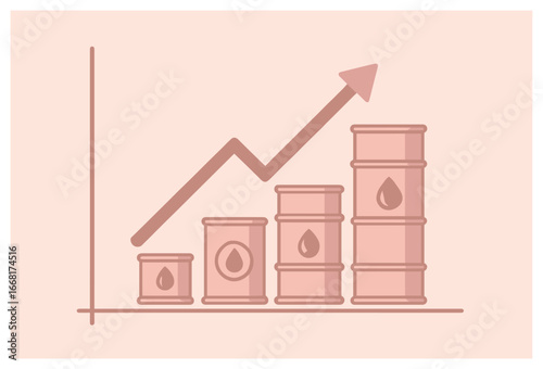 Economic growth vector: simple chart depicting increasing oil barrel statistics for analysis