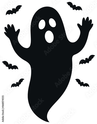 Spooky ghost silhouette vector for halloween decor and designs