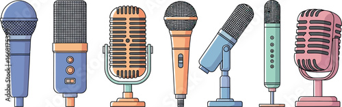 Collection of diverse microphones for audio recording and broadcasting