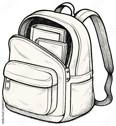 Versatile travel backpack design vector | minimalist sketch of functional bags for travelers