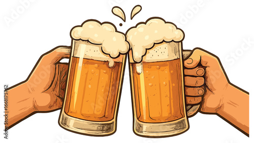Cheers beer vector: toasting, celebration, oktoberfest, friendship, craft beverages