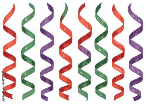 Colorful party streamers vector: festive decor for celebrations, holidays, and events