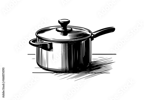 Saucepan hand drawn vector illustration