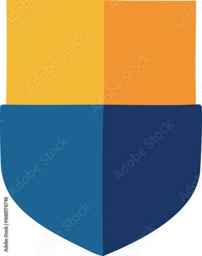 Modern shield emblem in blue and yellow a symbol of protection strength and security for diverse applications