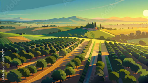 Drone Aerial View of Olive Grove in Alentejo, Portugal
From above, endless olive groves unfold in perfect harmony, patterned green stretching toward distant horizons, sunlight gilds the fields, embody