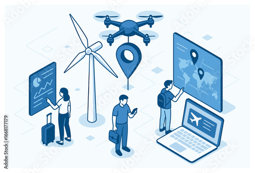 Futuristic connectivity vector: exploring innovative tech, sustainability, and global travel solutions