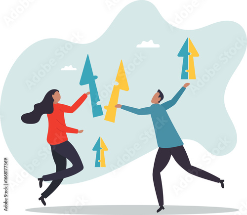Merger and Acquisitions, partnership or work together, success puzzle, growth solution or cooperation,about a man and his life.