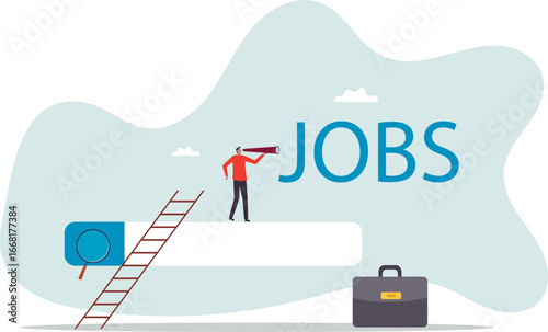 Looking for new job, employment, career or job search, find opportunity, seek for vacancy or work position concept,about a man and his life.