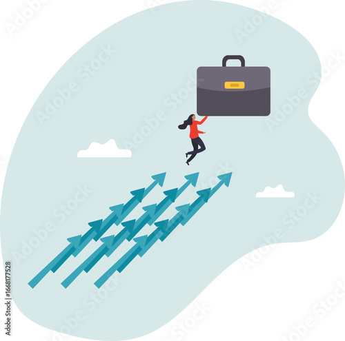 Career growth, growing business or leadership to overcome challenge, motivation to succeed, career development or ambition to success concept,about a man and his life.