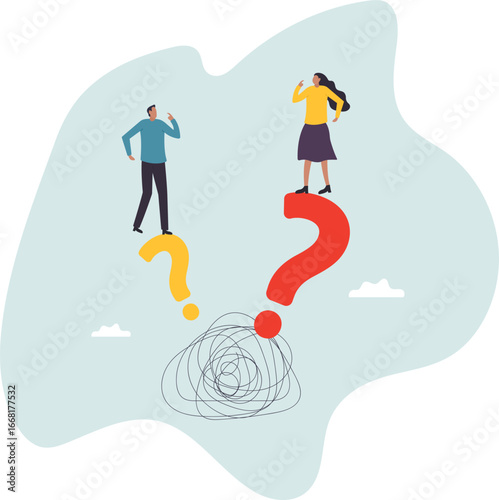 Communication problem, misunderstanding or confusion, mess or chaos communicate, conflict opinion,about a man and his life.