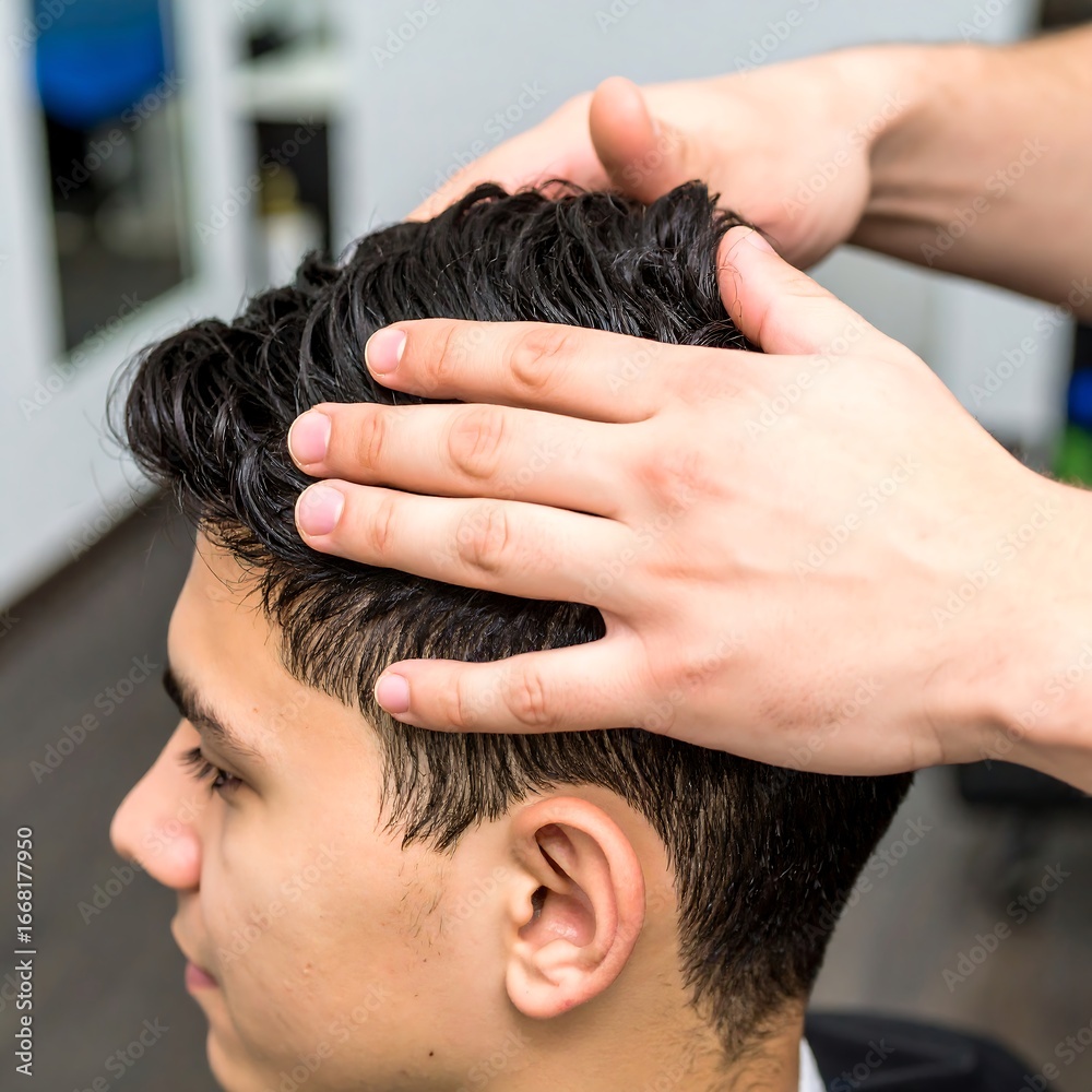 Naklejka premium Hair styling at salon