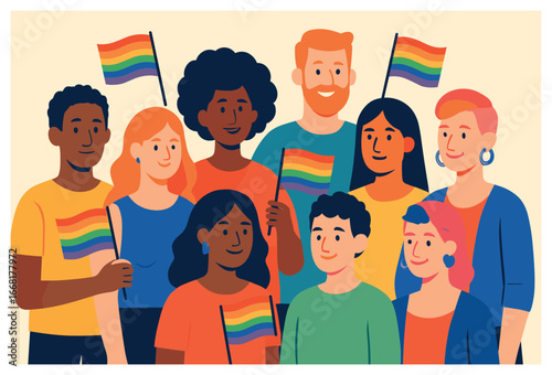 Unity in diversity vector: celebrating lgbtq+ inclusivity and togetherness for equality