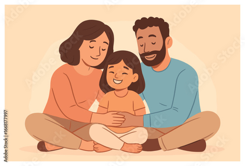 Family unity illustration: heartwarming portrait of togetherness and love, perfect for celebrating family bonds