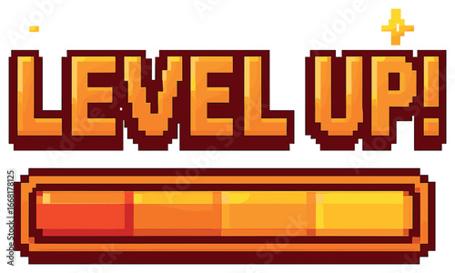 Pixel art level up design | retro gaming theme with progression bar concept