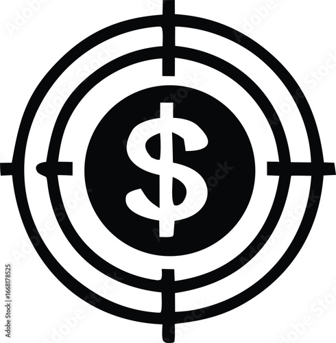 Dollar sign target aiming financial success goal business investment strategy money objective achievement