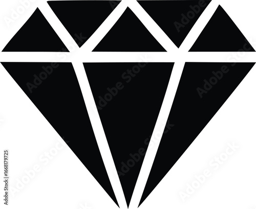 Bold black diamond gemstone shape icon symbol represents luxury precious stone brilliance sparkle and value