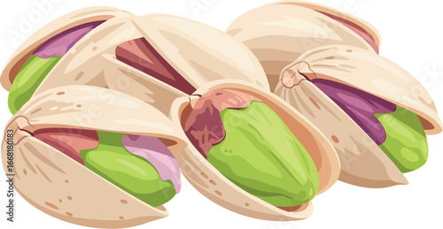 Delicious pistachios, a healthy and satisfying snack, presented in a tempting cluster.
