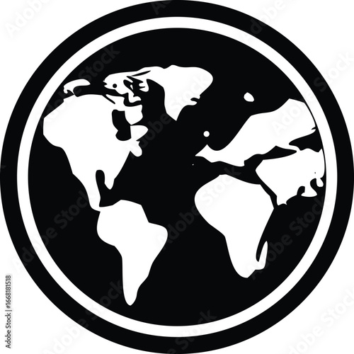 Global earth globe icon symbol representing worldwide connectivity navigation and international business and travel concepts