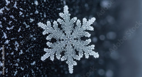 Mesmerizing macro photograph showcasing the intricate beauty of a snowflake