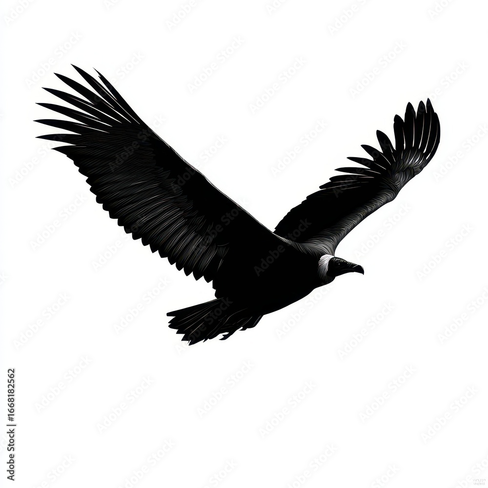 Obraz premium Vulture Silhouette: Iconic Black Shape of Flying Vulture in Silhouette Portrait