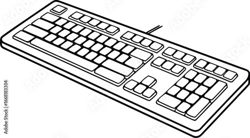 Computer Keyboard Vector – Technology Outline Illustration