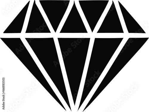 Bold black diamond gemstone shape symbol represents luxury wealth and precious value iconic design element