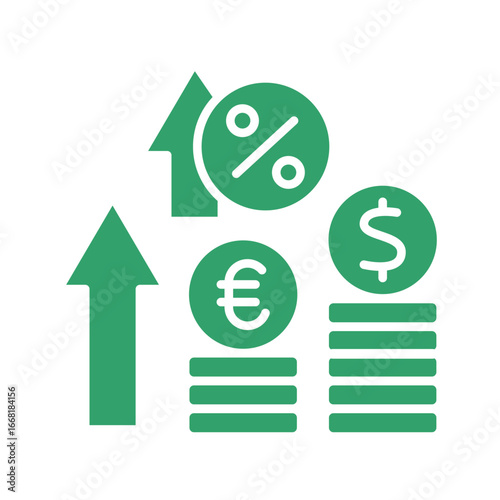 interest rate color flat icon for digital and print projects.