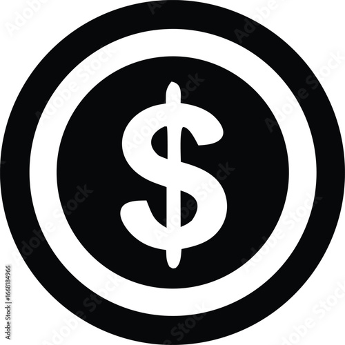 Money symbol coin icon simple graphic finance currency dollar sign business wealth investment payment cash wealthy financial