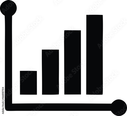 Simple black bar chart icon representing upward growth and data analysis trends