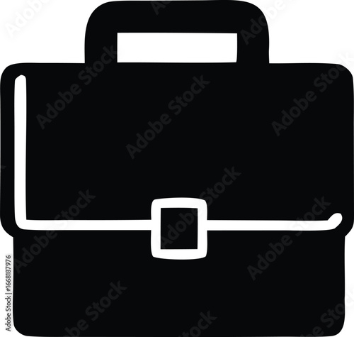 Simple black silhouette of a briefcase for business and professional use symbolizing work and travel