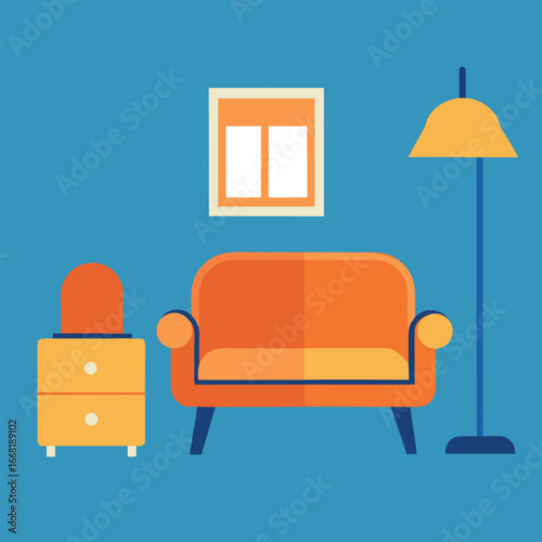 Modern sofa furniture design in flat vector style