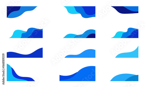 Blue abstract wave shapes on white background vector 1