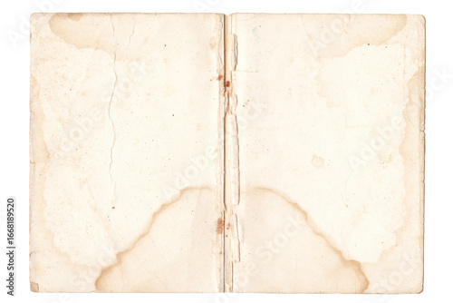 Quadro su tela Open vintage notebook cover texture isolated on white background