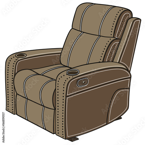 Illustration of a brown recliner chair for relaxing in the living room with modern style