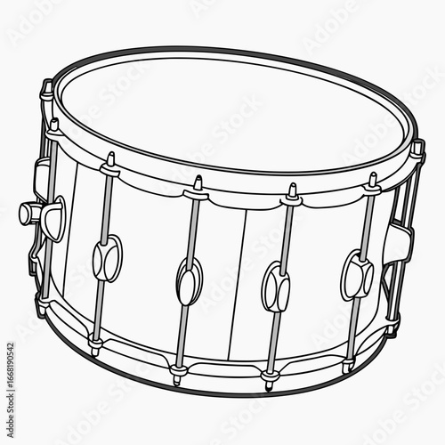 Illustration of a snare drum, a musical instrument used in percussion for creating rhythmic sounds
