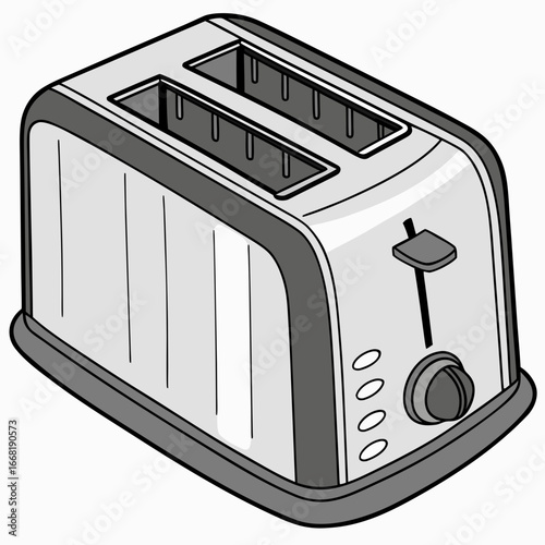 Illustration of a toaster, a kitchen appliance for making toast and warming bread slices