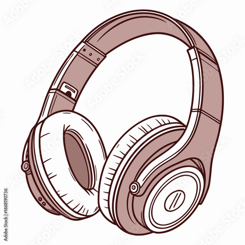 Illustration of wireless headphones for listening to music and audio with modern technology